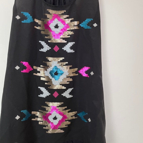 Rock & Republic Native Funk & Flash Sequins Black Tank Top Sleeveless Shirt S - Picture 2 of 10